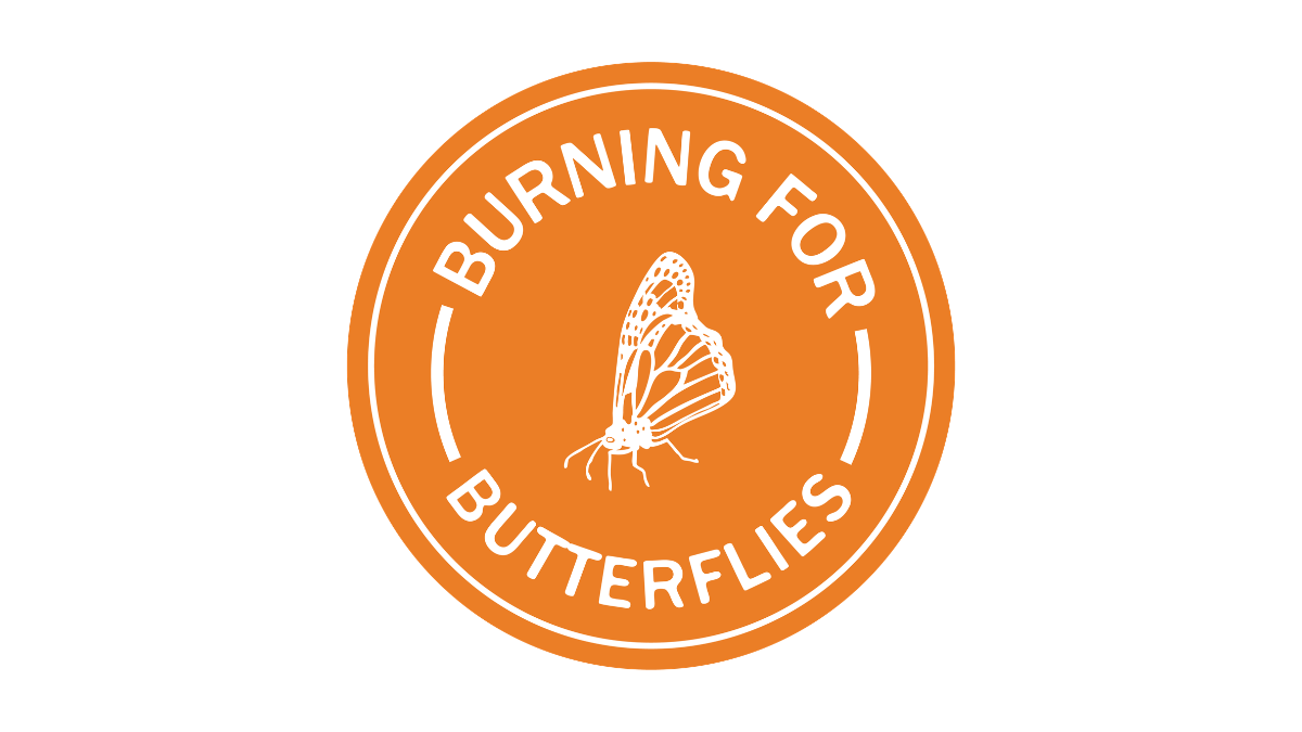 Badge with drawing of butterfly and 